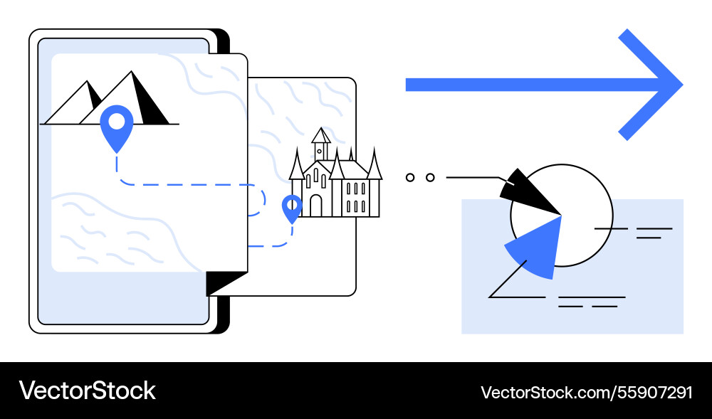 Digital map transition highlighting location Digital map transition highlighting location vector image