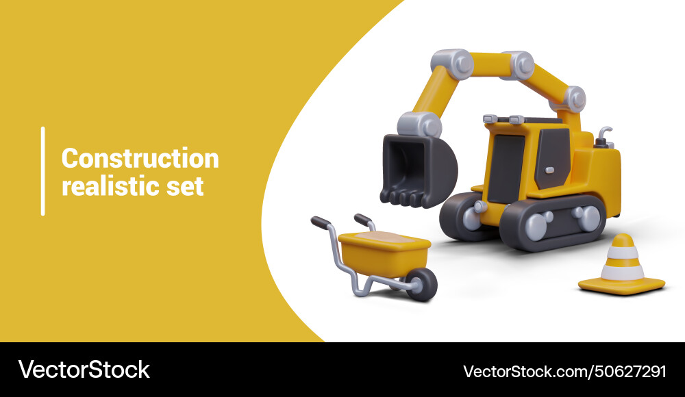 Realistic set of objects for construction Realistic set of objects for construction Vector Image