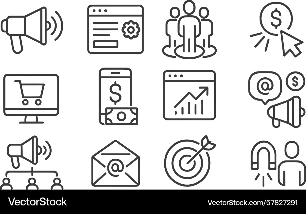 Set of minimalist web icons representing various vector image