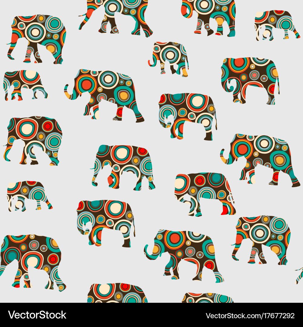 Abstract colorful pattern with elephants vector image