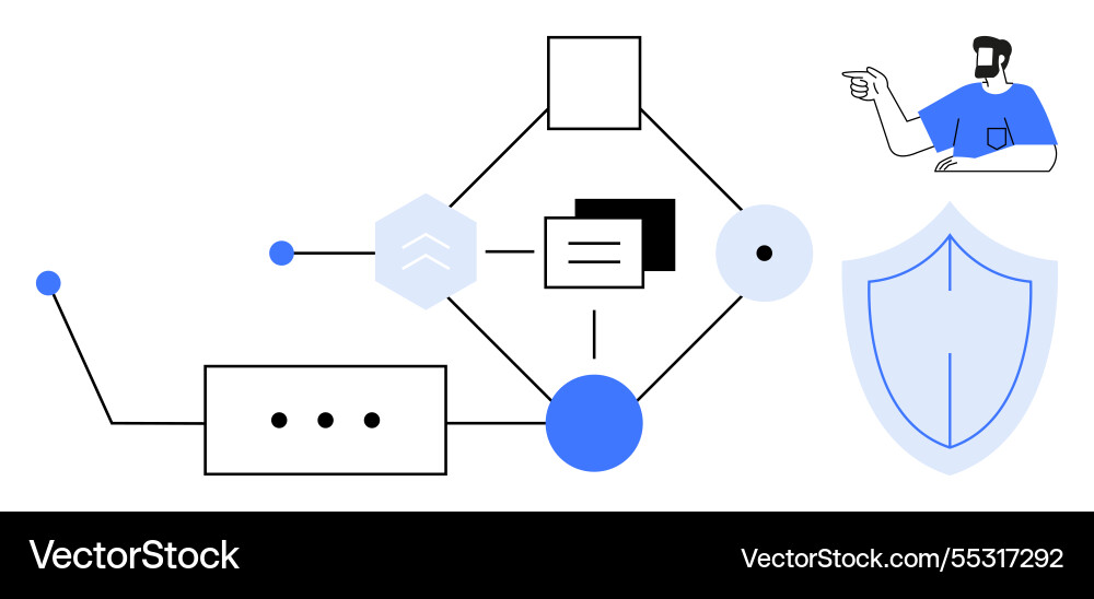 Data security network with individual pointing Data security network with individual pointing Vector Image