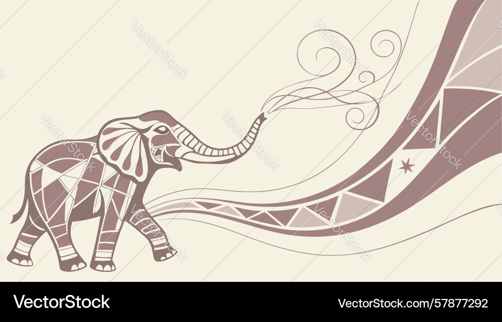 Elephant with abstract flowing patterns artistic Vector Image