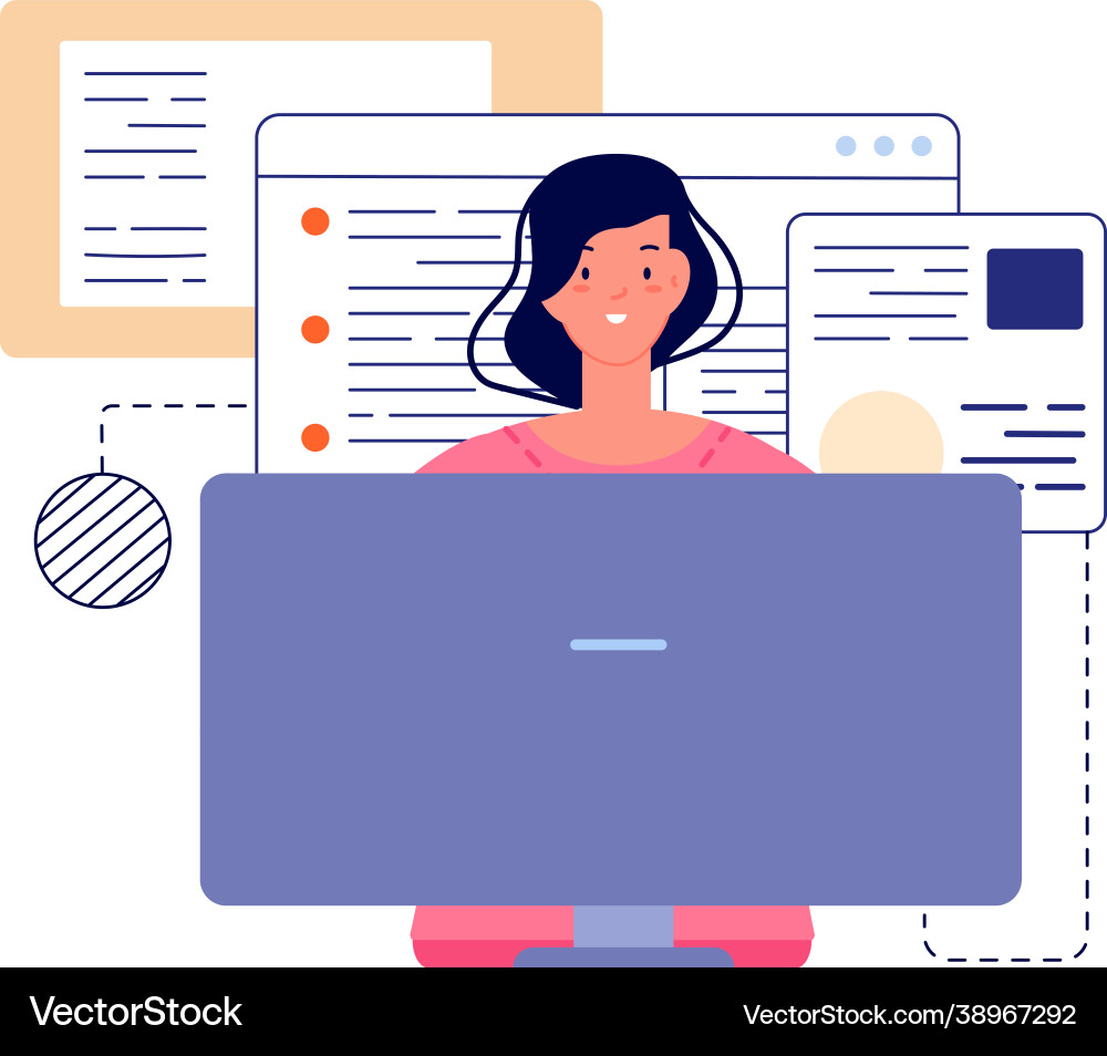 Female Programmer Character vector image