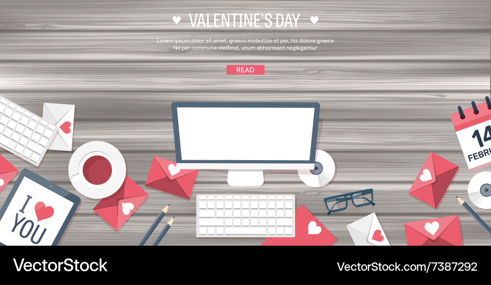 Flat background with computer vector image