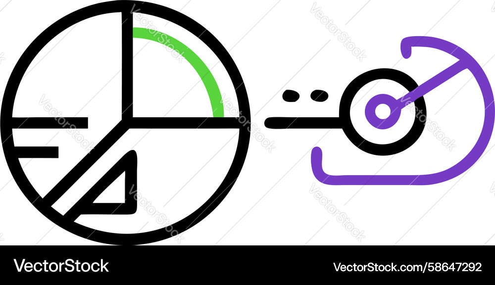 Pie chart with circular arrow process icon design Vector Image