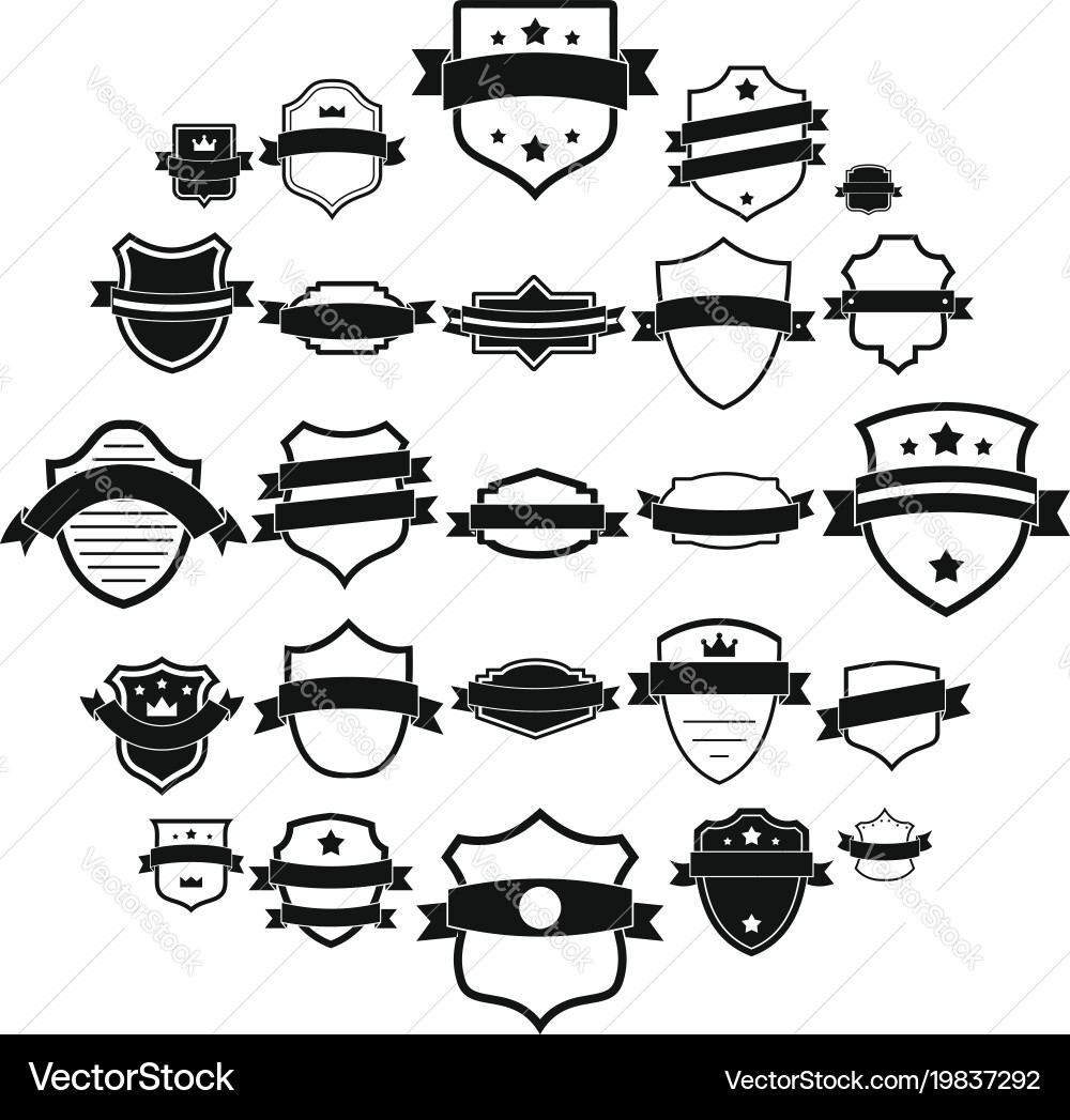 Shield badge icons set simple style vector image