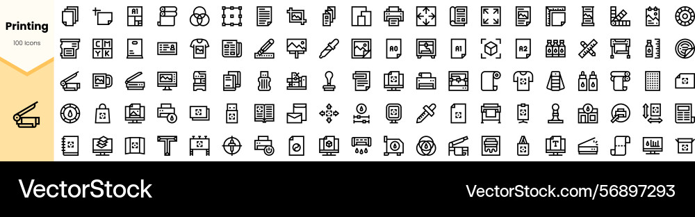 A collection of linear printing icons in various A collection of linear printing icons in various vector image