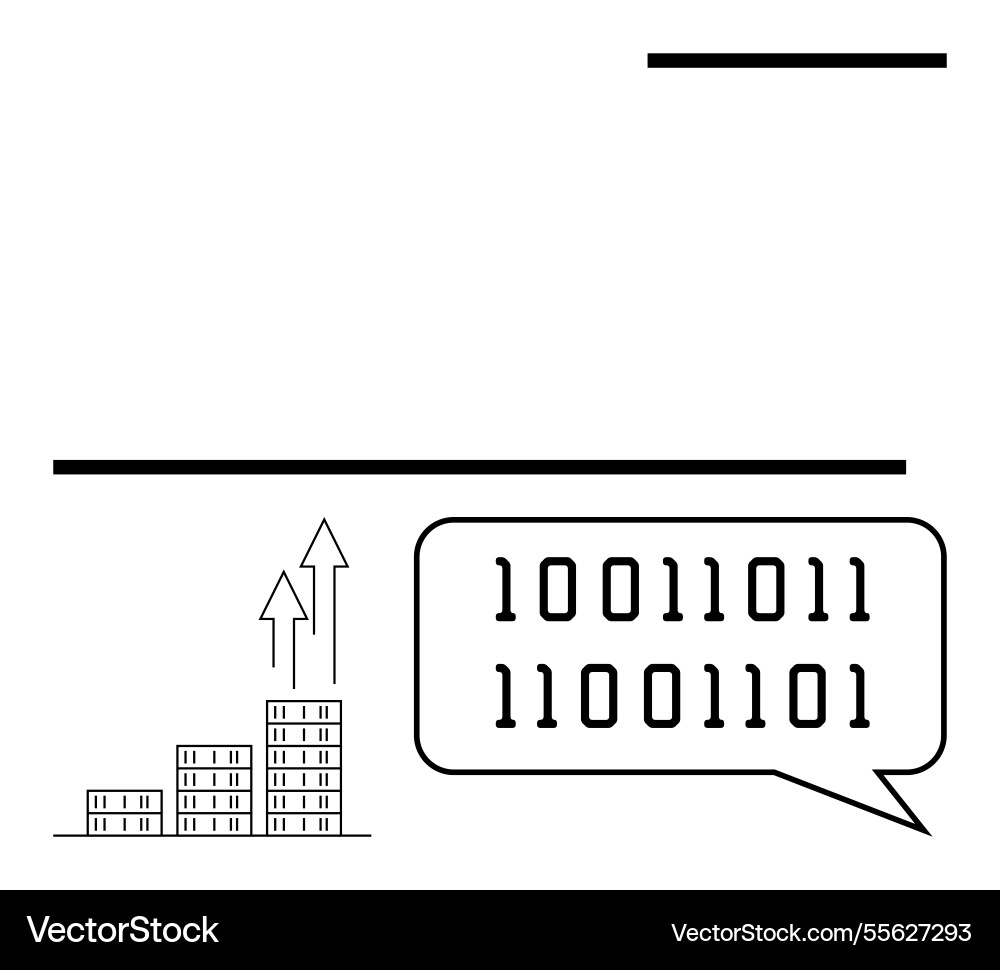 Binary code speech bubble with stacked bar chart Binary code speech bubble with stacked bar chart vector image