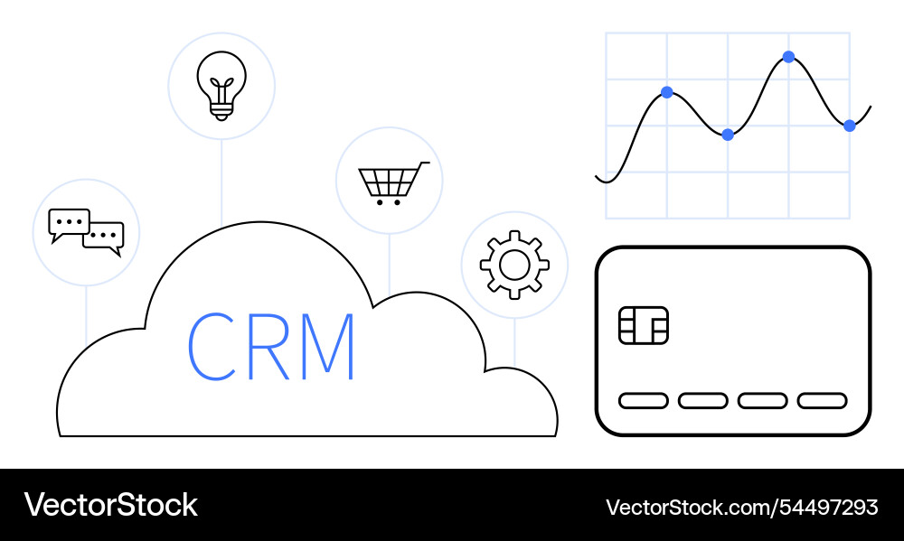 Cloud-based crm tools and analytics with light Cloud-based crm tools and analytics with light vector image