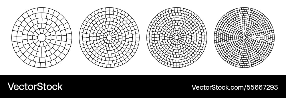 Paved circle pattern tile circular brick mosaic Paved circle pattern tile circular brick mosaic vector image