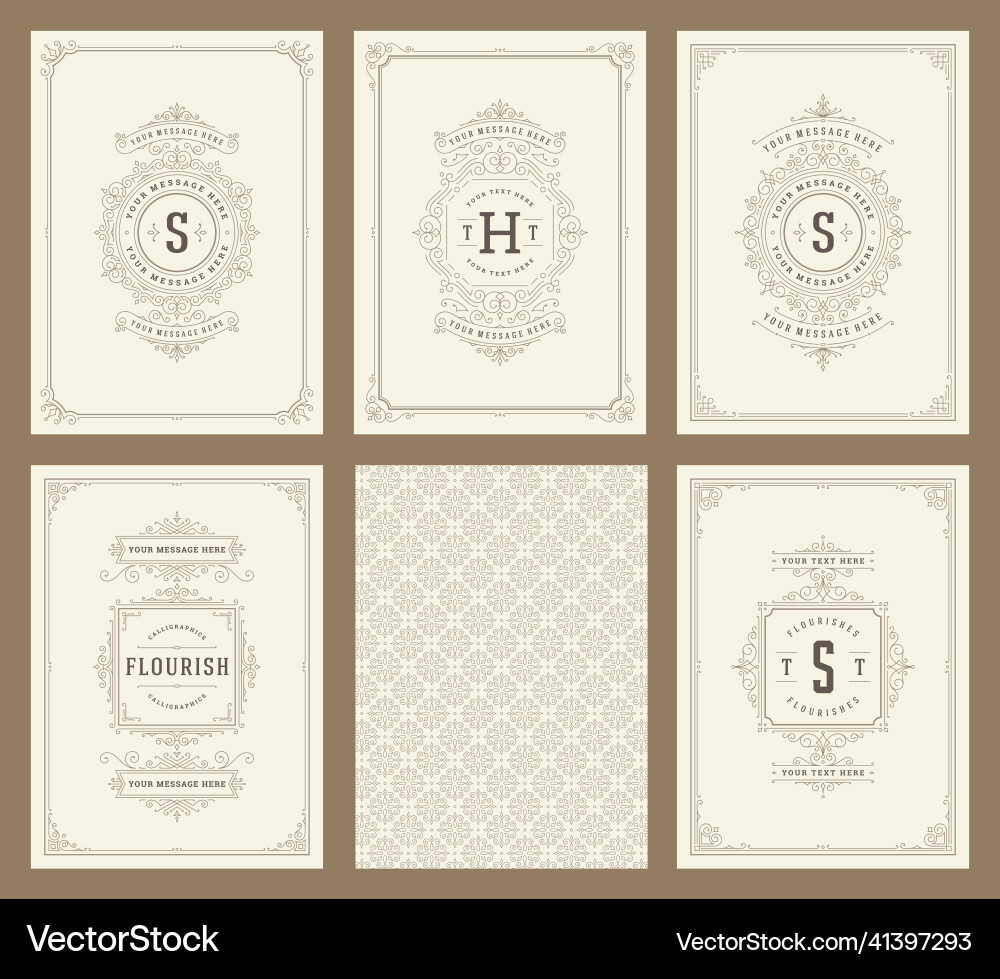 Vintage Flourish Ornament Set Vektorbild