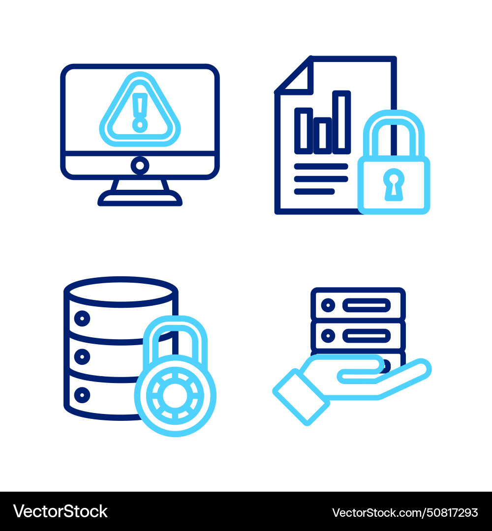 Zeilenserver Daten Webhosting Sicherheit einstellen Vektorbild