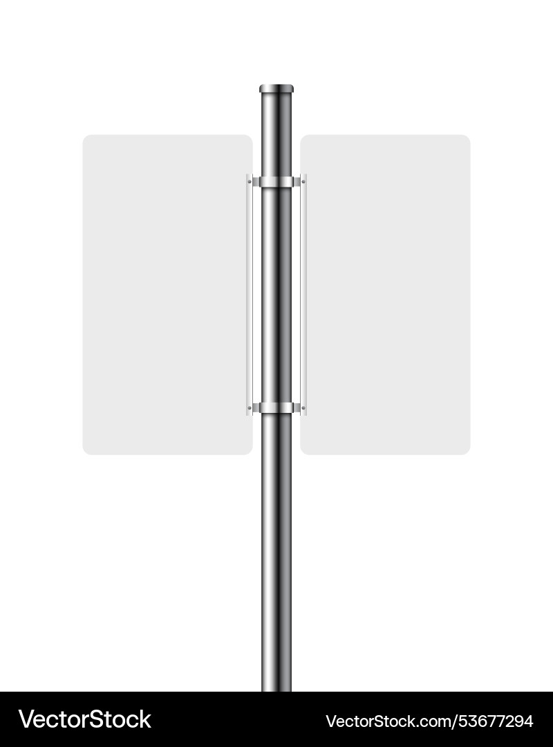 A metallic pole with two white signs street Vector Image