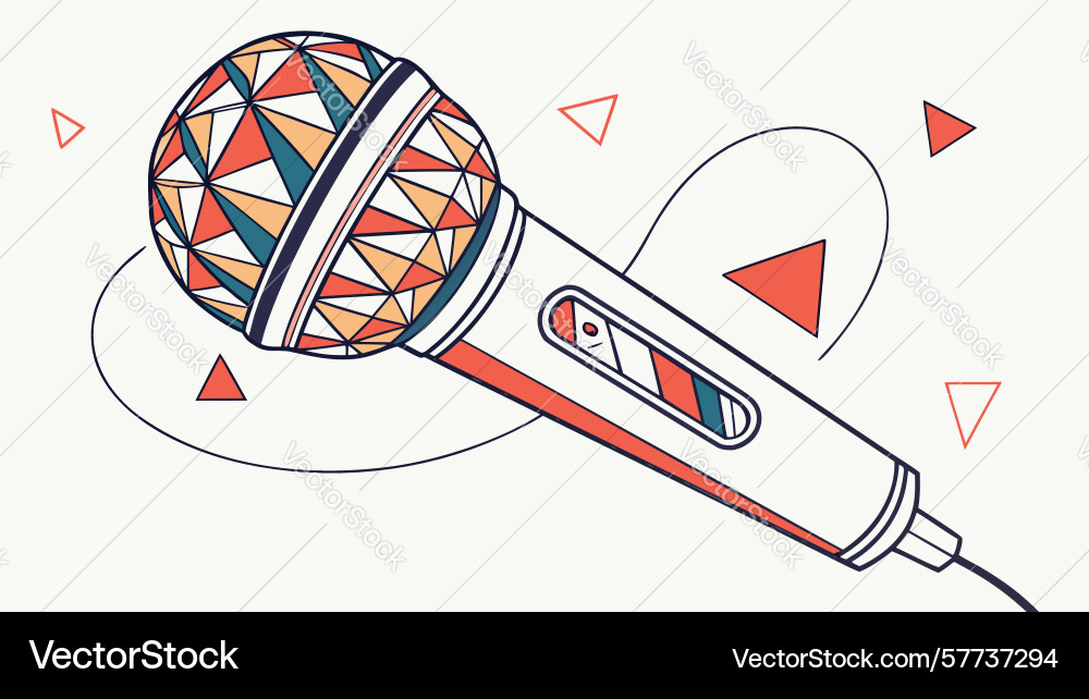 Dynamic microphone with abstract elements art Vector Image