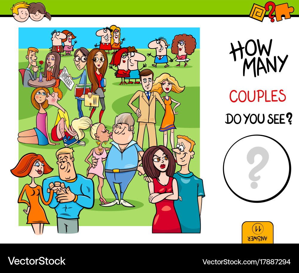 How many couples educational game Royalty Free Vector Image