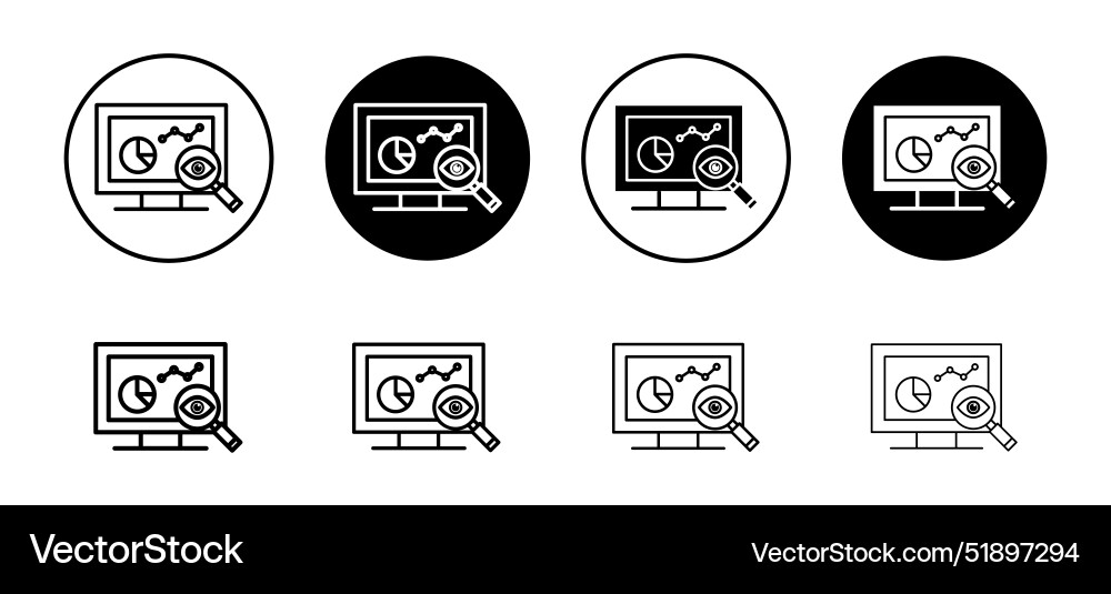 Monitoring icon set collection for web vector image