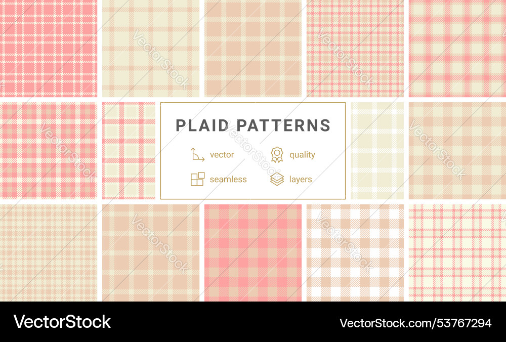 Plaid pattern set with rustic charm ideal vector image