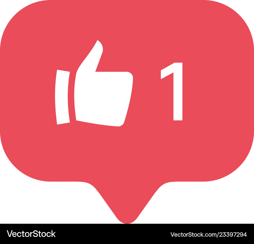 Red finger up new message bubble quantity number Red finger up new message bubble quantity number vector image