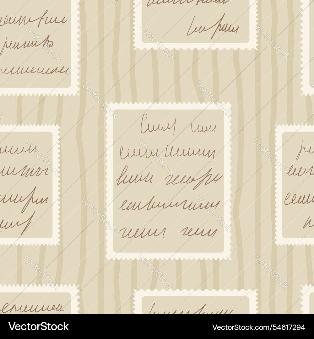 Scribble handwritten script text on post stamps Scribble handwritten script text on post stamps vector image