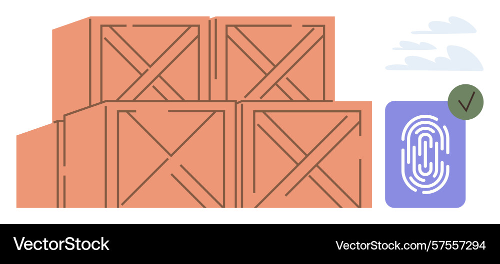 Stacked wooden crates with fingerprint Stacked wooden crates with fingerprint vector image