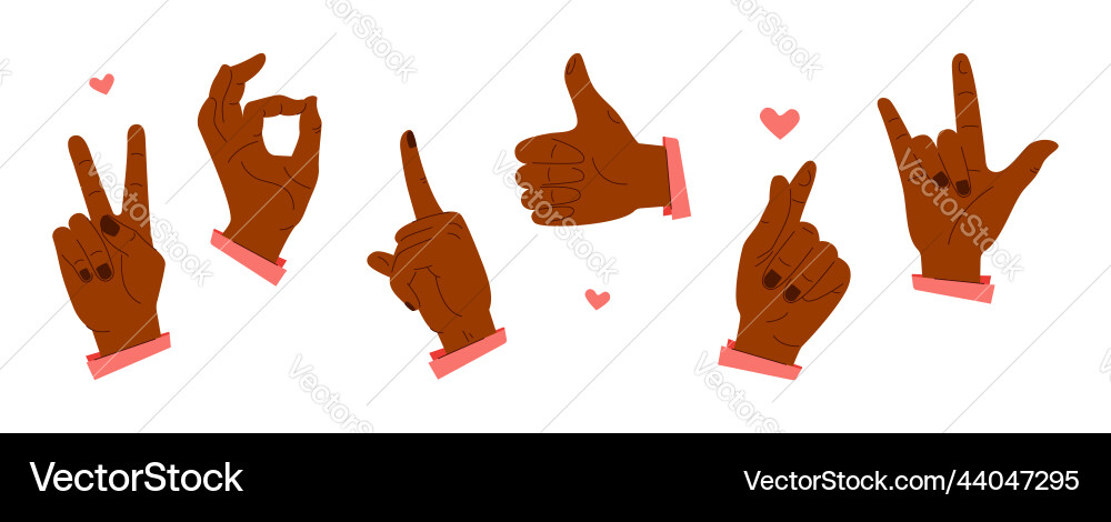 Afrikanische amerikanische Handgesten - flach Afrikanische amerikanische Handgesten - flach vektorbild