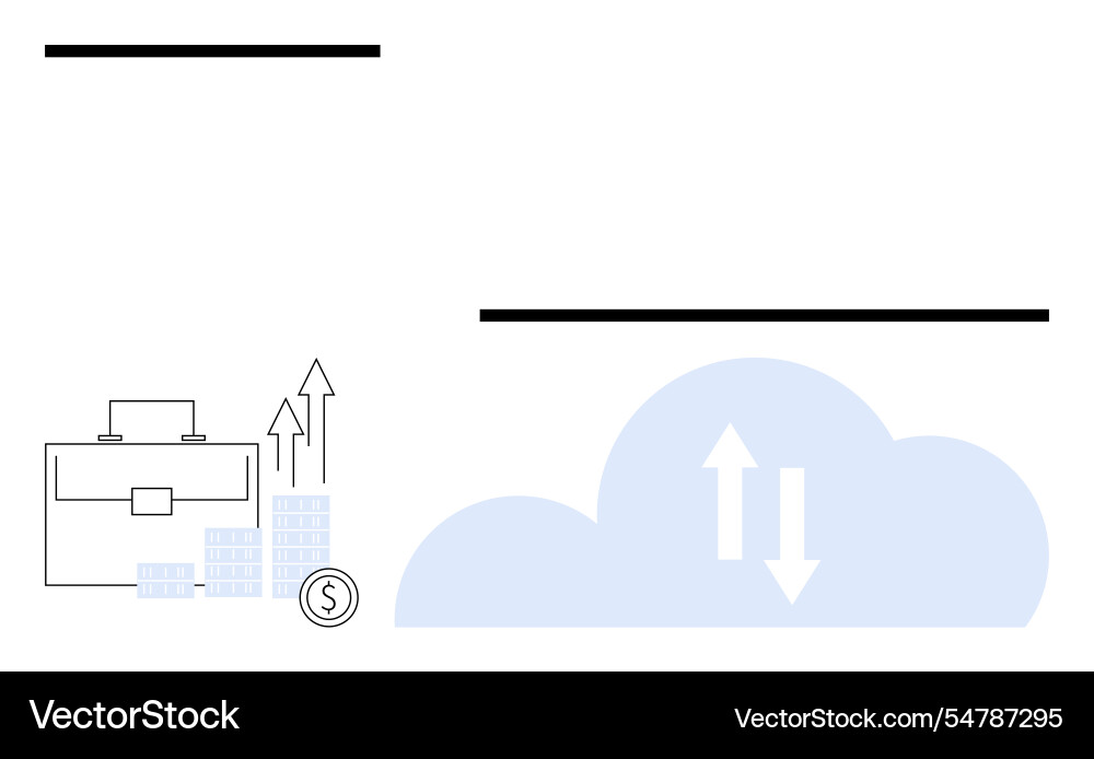 Briefcase with chart coin and cloud indicating Briefcase with chart coin and cloud indicating vector image