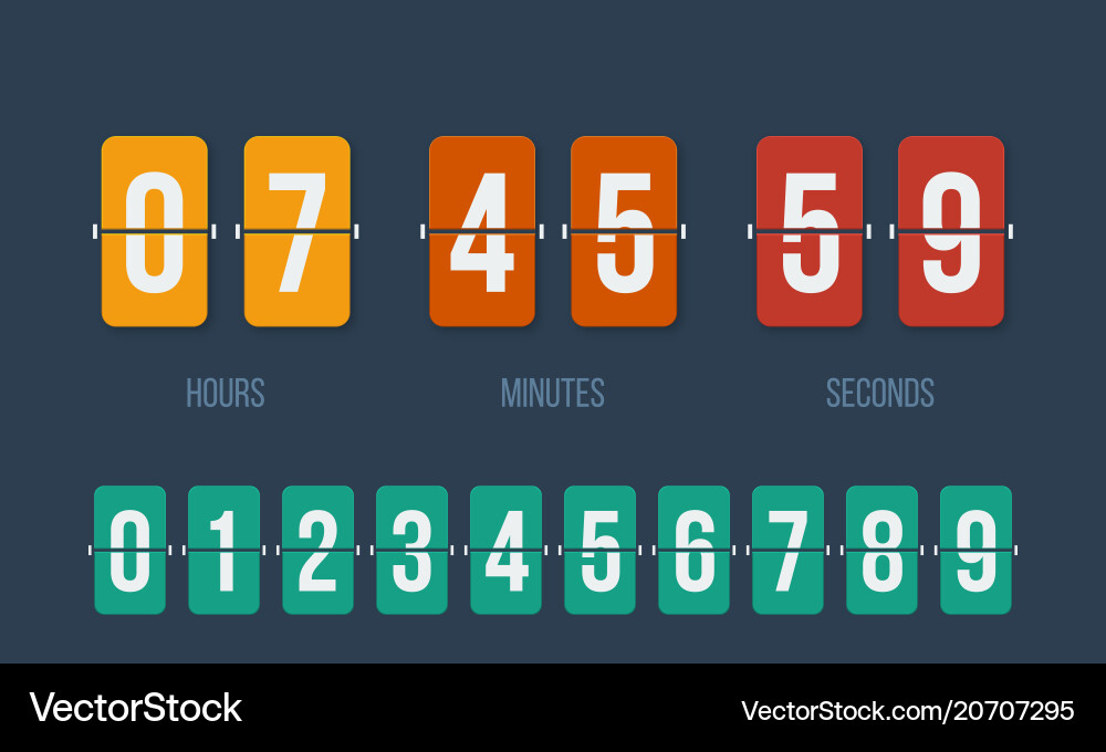 Countdown clock flip counter digital timer Countdown clock flip counter digital timer vector image