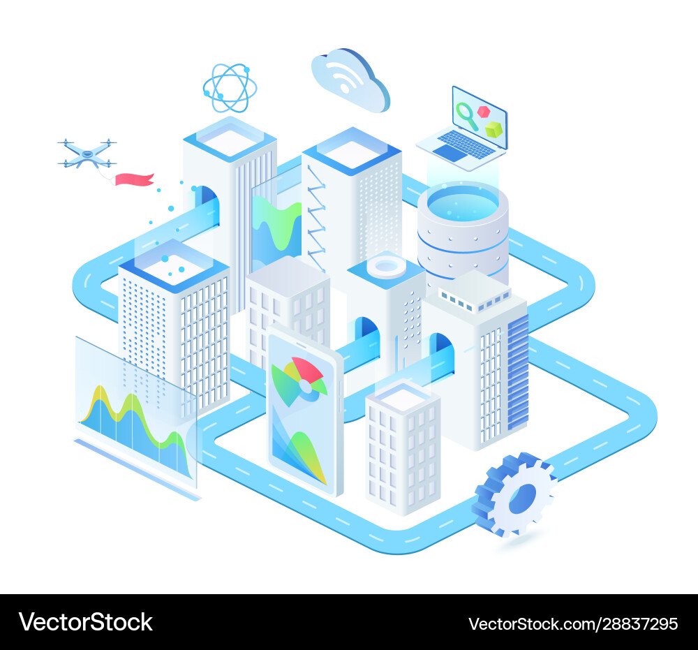 Digital technologies isometric Royalty Free Vector Image
