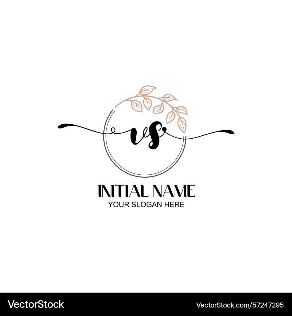 Elegant vs initial logo design with botanical Elegant vs initial logo design with botanical Vector Image
