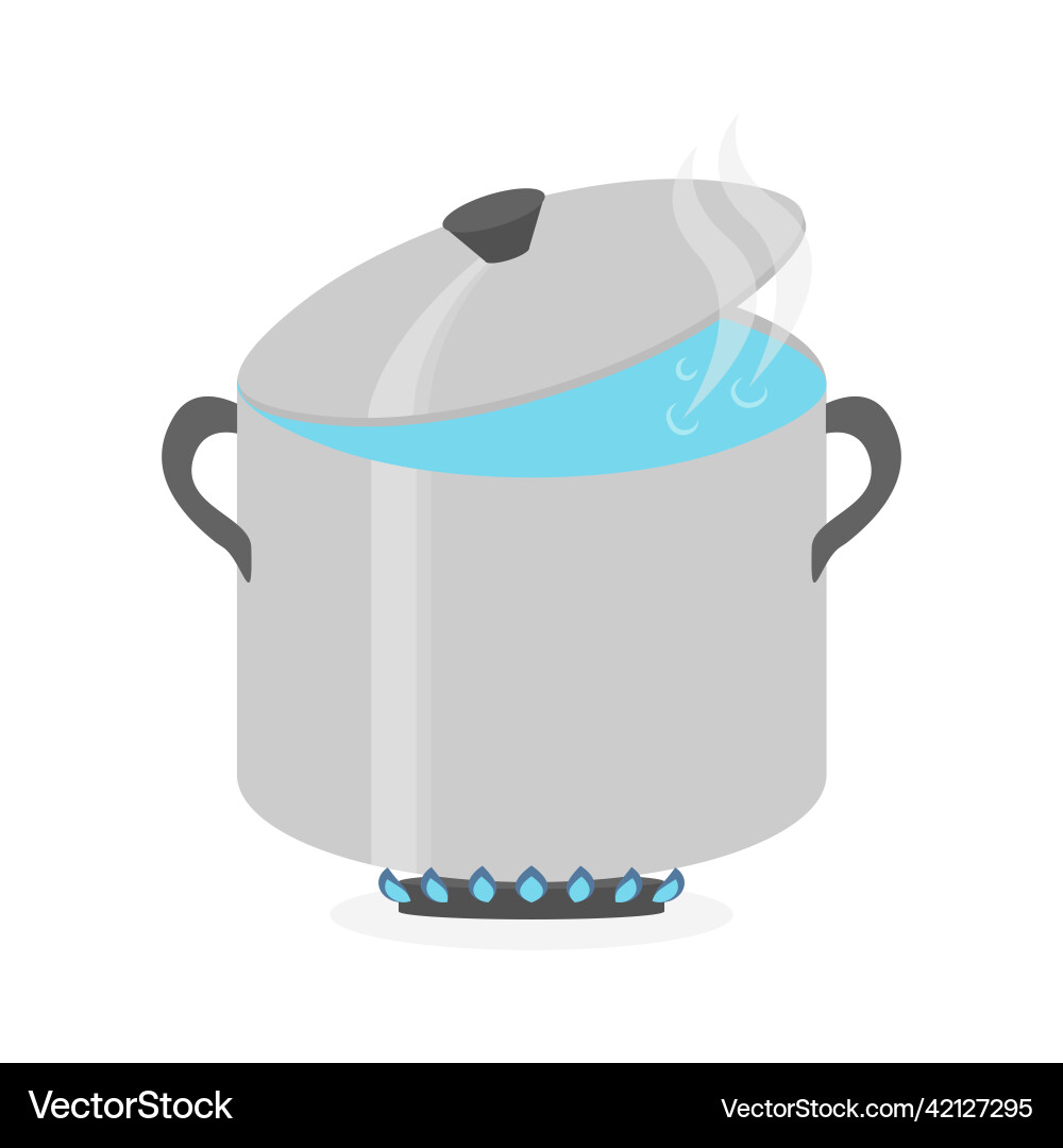 Großer Topf mit Wasser für Suppenkochen Großer Topf mit Wasser für Suppenkochen vektorbild
