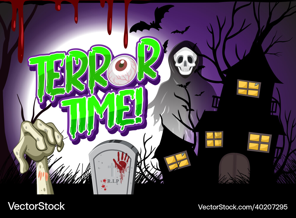 Halloween poster with haunted house vector image