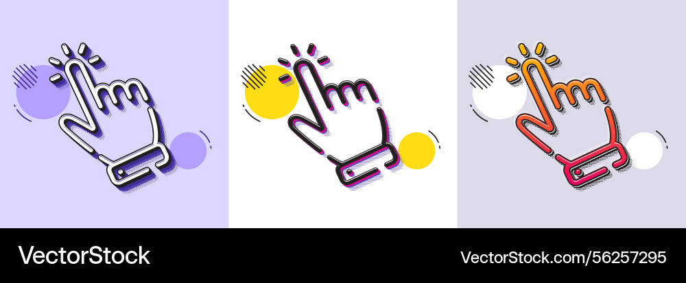 Hand cursor line icon click action sign halftone Hand cursor line icon click action sign halftone vector image