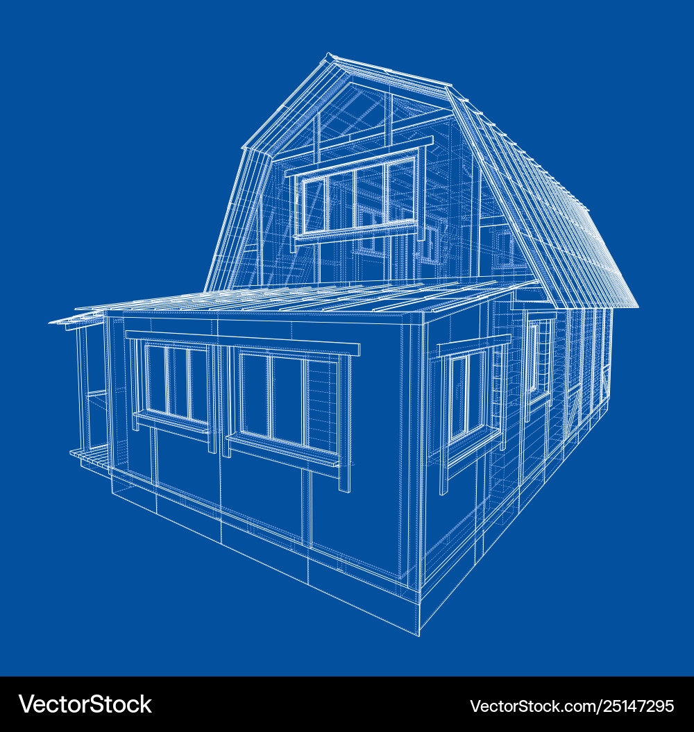 House sketch rendering 3d House sketch rendering 3d Vector Image