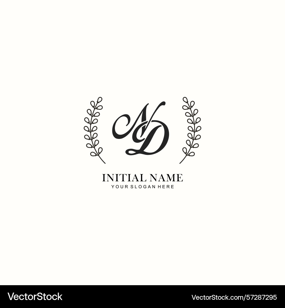 Nd initial logo templates with botanical elements Nd initial logo templates with botanical elements Vector Image