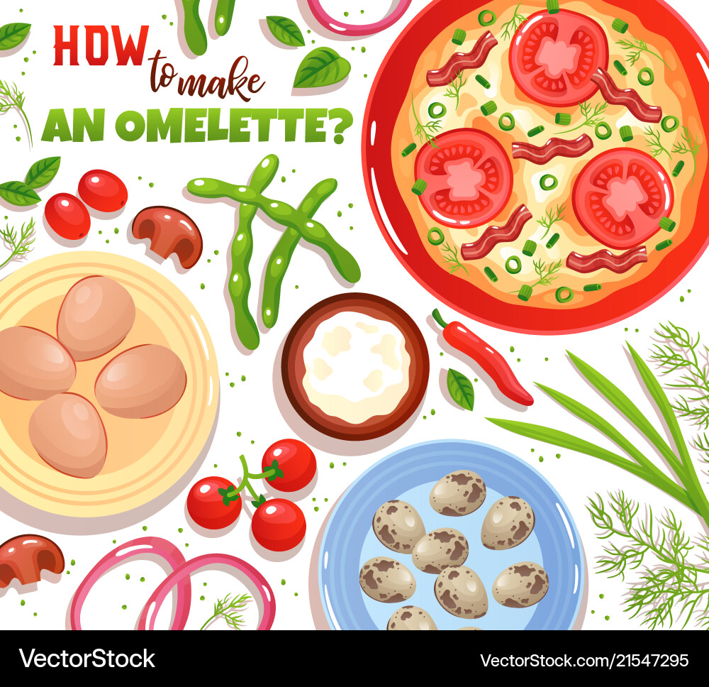 Omelette ingredients Omelette ingredients vector image