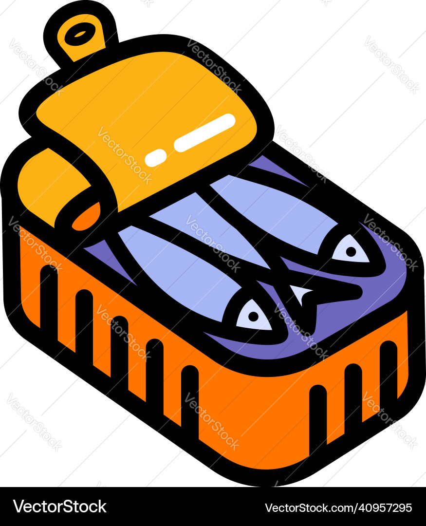 Sardines tin can icon in simple style color Sardines tin can icon in simple style color Vector Image