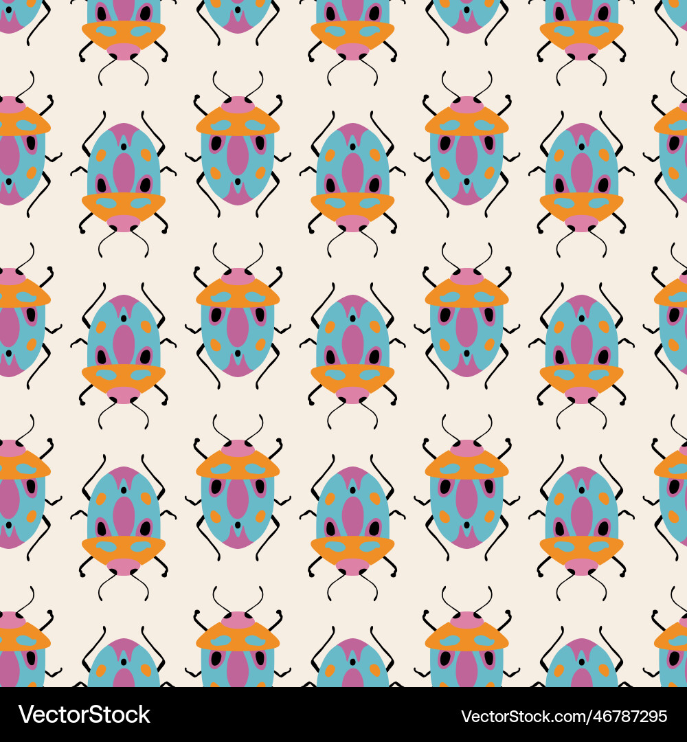 Seamless pattern with cute bugs colorful Vector Image