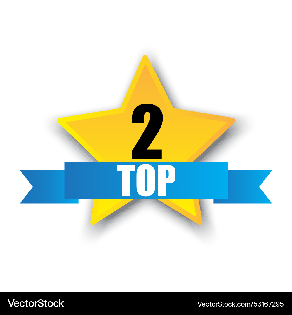 Top 2 ranking star second place award badge Top 2 ranking star second place award badge vector image