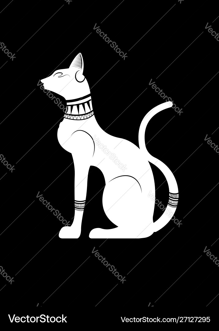White egyptian cat statue bastet ancient egypt White egyptian cat statue bastet ancient egypt vector image