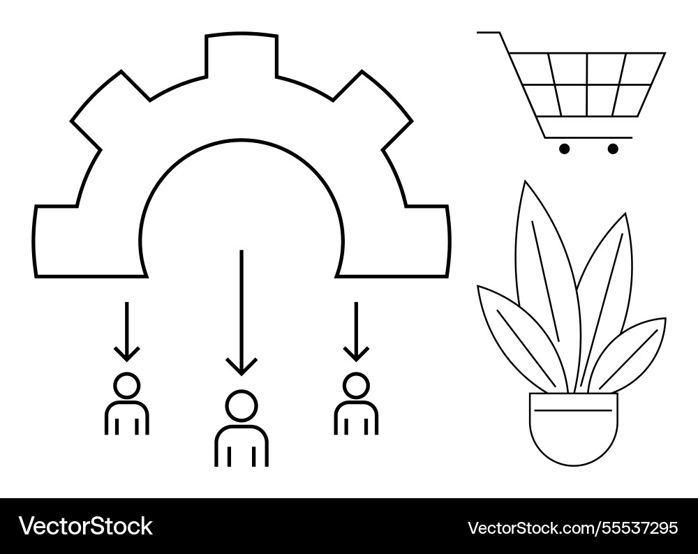 Workflow automation distributing tasks among team Workflow automation distributing tasks among team vector image