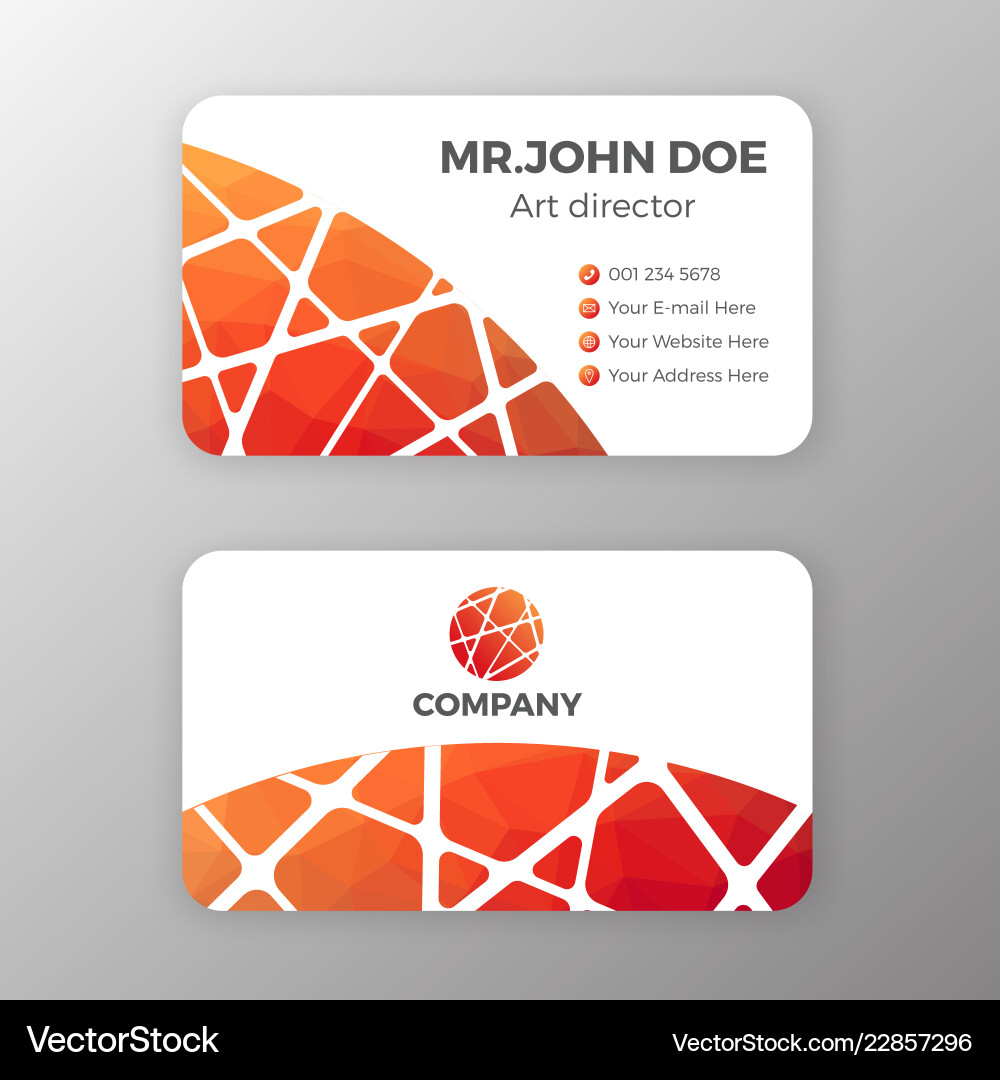Abstract mesh and polygonal name card template vector image