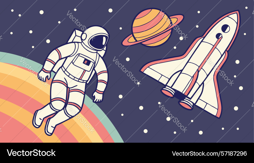 Astronaut spaceship floating in space cosmic Vector Image
