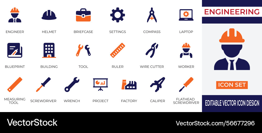 Engineering icons set Vector Image