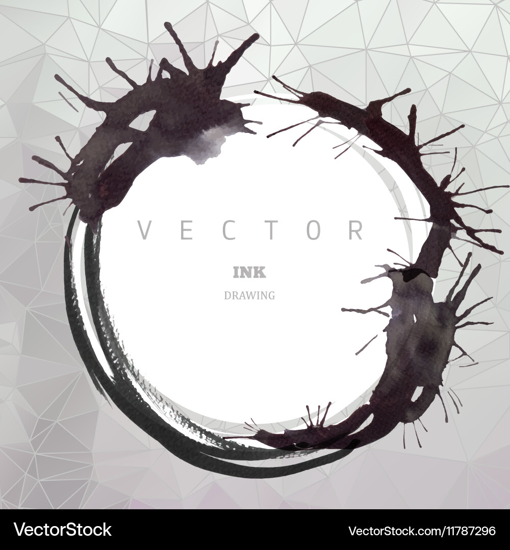 Ink Round Frame - Grunge Texture Vector Image