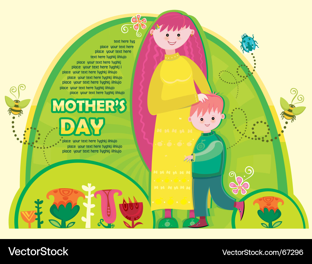 Mother and Son in Park - Happy Day Vector Image