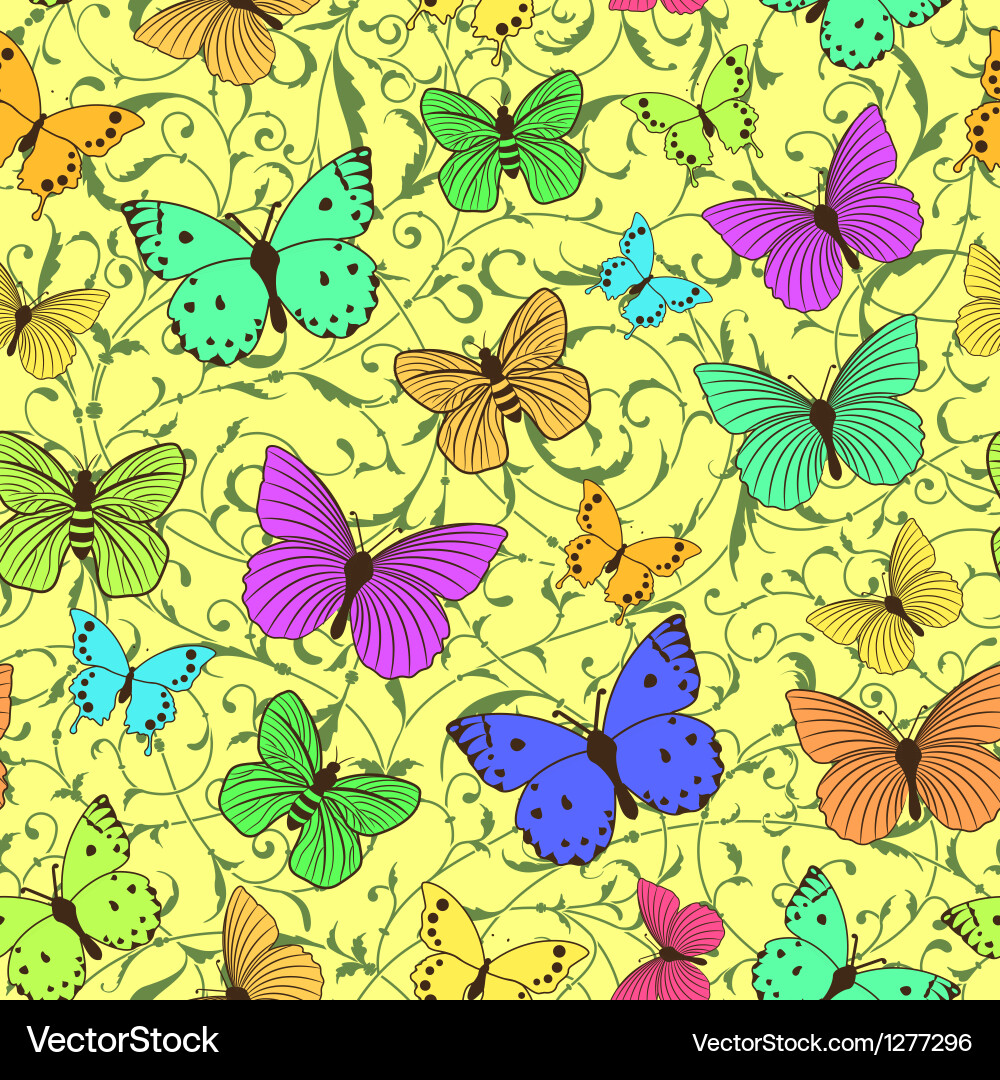 Seamless pattern with stylized butterflies Vector Image