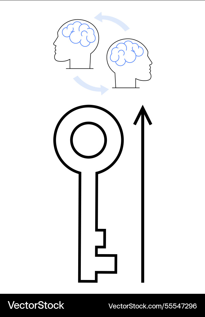 Unlocking knowledge with communication and idea Unlocking knowledge with communication and idea vector image