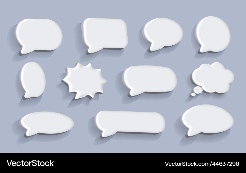 White blank speech bubbles set cloud vector image