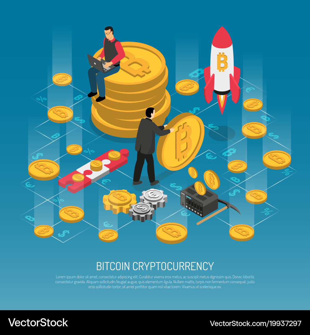 Bitcoin cryptocurrency technology isometric poster – Royalty-Free Vector |  VectorStock