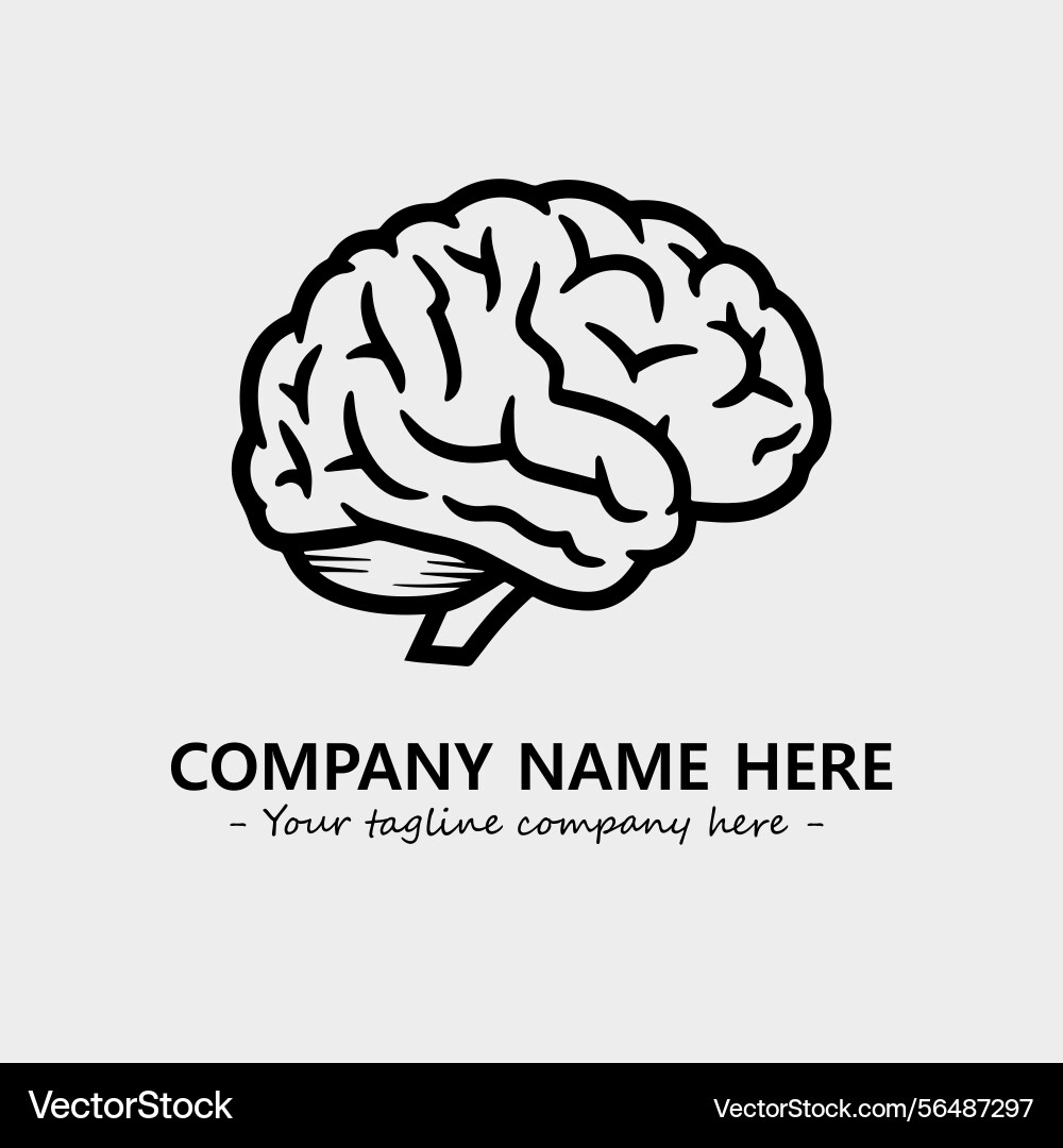 Brain black and white for logo company image Vector Image
